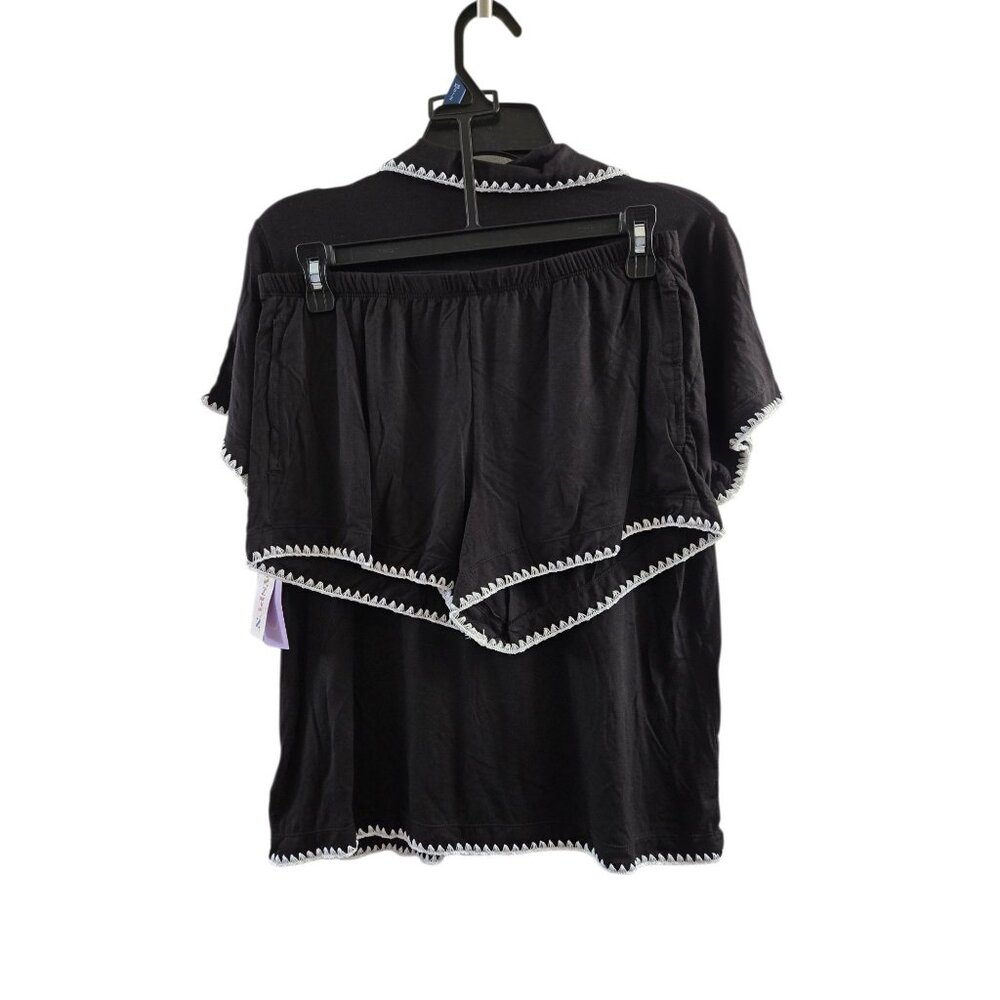 NWT Women’s Short Sleeve Notch Black Pajama Set – Plus Size 2X (18W-20W) - Picture 5 of 6